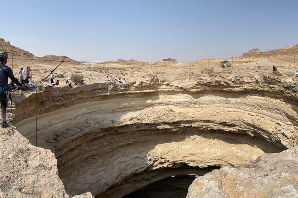 The Omani Caves Exploration Team (OCET) is the first documented team to explore the 367-foot-deep sinkhole.